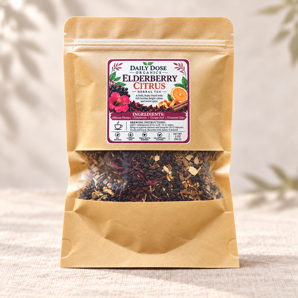 Elderberry Citrus Herbal Tea — 2 oz – Daily Dose Organics